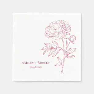 Elegante Red Peony Blume Moderne Hochzeit Serviette