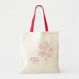 Elegante Red Peony Blume Wedding Welcome Tragetasche