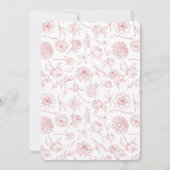 Elegante Red Peony Floral Line Zeichnend Hochzeit Einladung (Rückseite)