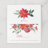 Elegante Red Poinsettia BlumenweihnachtsWedding Platzkarte (Außenseite Aufgefaltet)