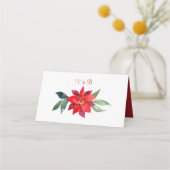 Elegante Red Poinsettia BlumenweihnachtsWedding Platzkarte (Rückseite)