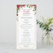 Elegante Red Poinsettia BlumenweihnachtsWedding Programm (Stehend Vorderseite)