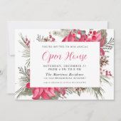 Elegante Red Poinsettia Botanical Open House Einladung (Vorderseite)