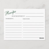 Elegante Red Poinsettia Brautparty Rezept Card Postkarte (Rückseite)
