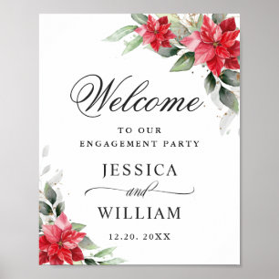 Elegante Red Poinsettia ENGAGEMENT PARTEI Willkomm Poster