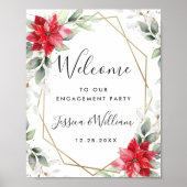 Elegante Red Poinsettia ENGAGEMENT PARTEI Willkomm Poster (Vorne)