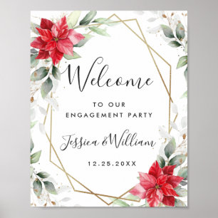 Elegante Red Poinsettia ENGAGEMENT PARTEI Willkomm Poster