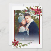 Elegante Red Poinsettia Foto Weihnachtsfeier Einladung (Rückseite)