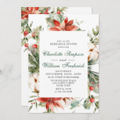 Elegante Red Poinsettia PROBE Diner Einladung (Vorne/Hinten)