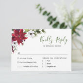 Elegante Red Poinsettia Wasserfarbene Pine Fur Hoc RSVP Karte (Stehend Vorderseite)