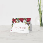 Elegante Red Poinsettia Weihnachtsfeier Dankeskarte (Vorderseite)