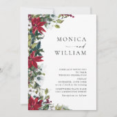 Elegante Red Poinsettia Weihnachtsfeier Foto Hochz Einladung (Vorderseite)