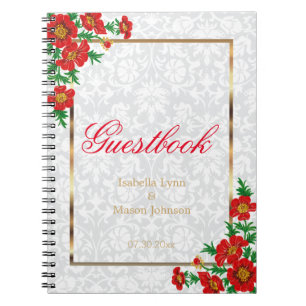 Elegante Red Poppy Blume - Gästebuch Notizblock