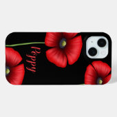 Elegante Red Poppy Blume Name Floral Black Case-Mate iPhone Hülle (Rückseite (Horizontal))