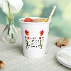 Elegante Red Poppy Brautparty Paper Cups Pappbecher