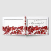 Elegante Red Poppy Floral Wedding Gästebuch (Voll)