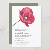 Elegante Red Poppy Hochzeit Sichern Sie die Datums