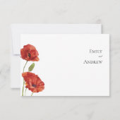 Elegante Red Poppy Watercolor Blume Hochzeit RSVP (Rückseite)