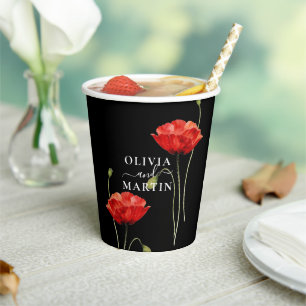 Elegante Red Poppy Wedding Paper Cups Pappbecher