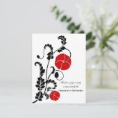 Elegante Red Poppy Wedding RSVP / Reply Cards (Stehend Vorderseite)