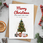 Elegante Red Script Christmas Tree Feiertagskarte<br><div class="desc">Elegante Red Script Weihnachtsbaum Weihnachtskarte.</div>