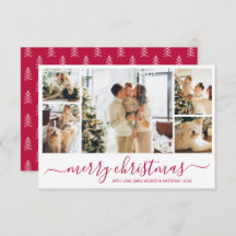 Elegante Red Script Collage Weihnachtskarte