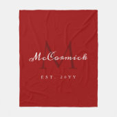 Elegante Red Script Family Weihnachten Personalisi Fleecedecke (Vorderseite)