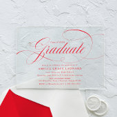 Elegante Red Script Graduation Party Acryleinladungen