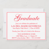 Elegante Red Script Graduation Party Einladung (Vorderseite)