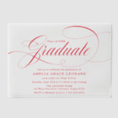 Elegante Red Script Graduation Party Pergament Einladungen (Vorderseite)