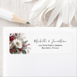 Elegante Red Silver Christmas Winter Floral Weddin