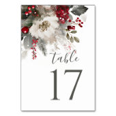 Elegante Red Silver Christmas Winter Floral Weddin Tischnummer (Rückseite)