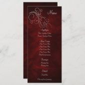 Elegante Red Silver Wedding Menu Rack Card Menükarte (Vorne/Hinten)
