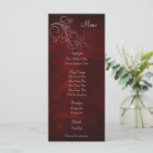 Elegante Red Silver Wedding Menu Rack Card Menükarte (Stehend Vorderseite)