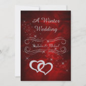 Elegante Red Silver Winter Wedding Einladung2 Einladung (Vorderseite)