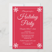 Elegante Red Snowflake Script Holiday Party Einladung (Vorderseite)