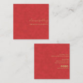 Elegante Red Suede Leather Texture Beruflich Quadratische Visitenkarte (Vorne/Hinten)