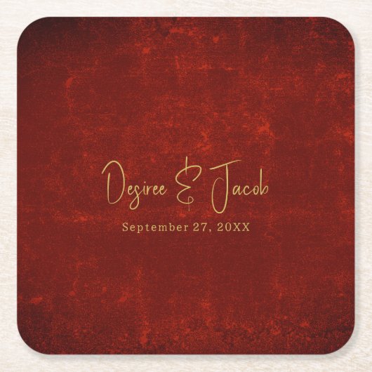 Elegante Red Texture Gold Land Rustikale Weihnacht Rechteckiger Pappuntersetzer (Vorderseite)