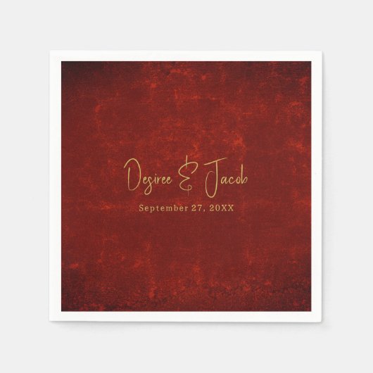 Elegante Red Texture Gold Land Rustikale Weihnacht Serviette (Vorderseite)