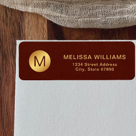 Elegante Red Texture & Gold Rücksendeadresse