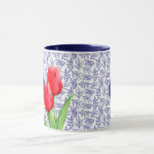 Elegante Red Tulips Spring Floral Blue Monogram Ta Tasse (Zentrum)