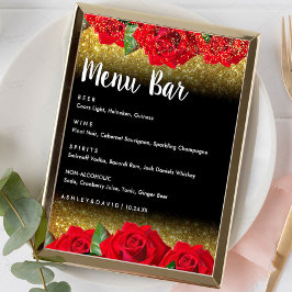 Elegante Red Turkish Rose Wedding Menu Bar Sign Poster