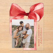 Elegante Red Watercolor Bow Foto Acryleinladungen (Vorderseite)