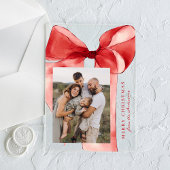 Elegante Red Watercolor Bow Foto Acryleinladungen
