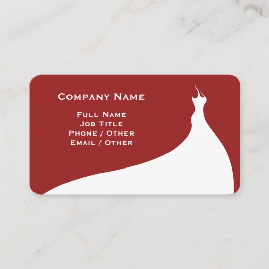Elegante Red Wedding Dress Business Card Visitenkarte (Vorderseite)
