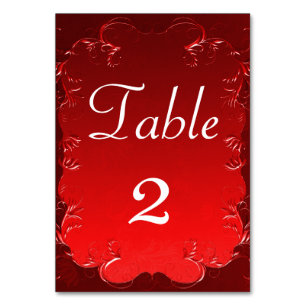 Elegante Red Wedding ReceptionTable Tischnummer