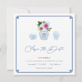 Elegante Red White Blue Holiday Weekend Wedding Save The Date (Vorderseite)