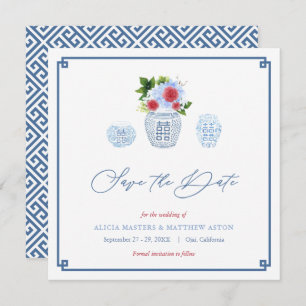 Elegante Red White Blue Holiday Weekend Wedding Save The Date