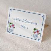 Elegante Red White Blue Wedding Platzkarte Tischnummer