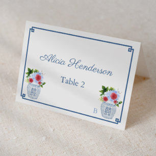 Elegante Red White Blue Wedding Platzkarte Tischnummer